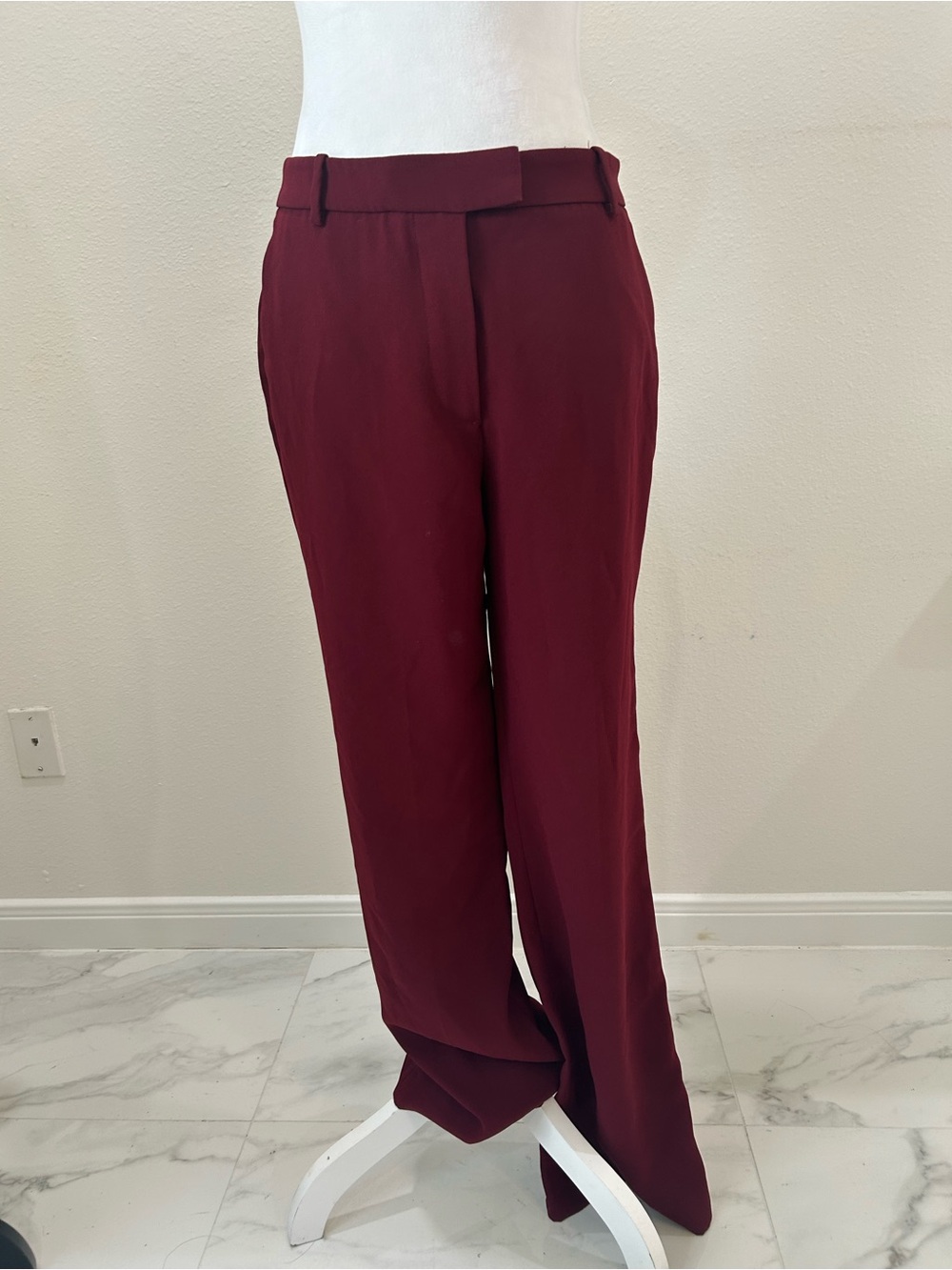 Zara Women's High-Waist Straight Leg Pants in Burgundy, Size S - Picture 4 of 8